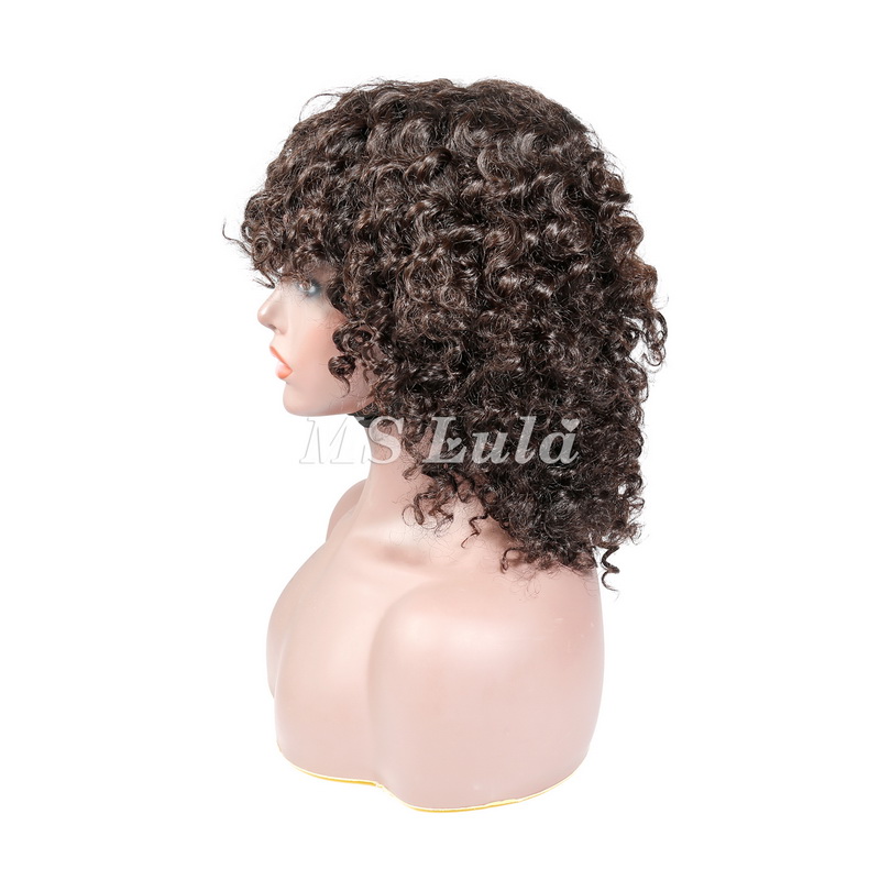 Human Hair Deep Wave Machine-made Bob Wig with Bangs - 图片 4